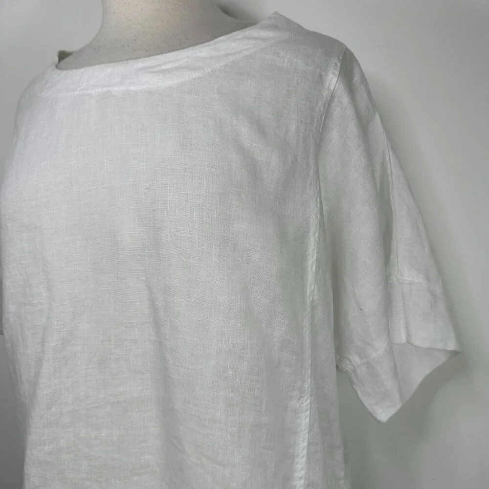 NWT Grand Greece Women’s M White 3/4 Sleeve 100% Linen Resort Wear Top Blouse - Picture 3 of 14